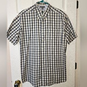 Eddie Bauer Blue and White Checkered Casual Button Down Shirt